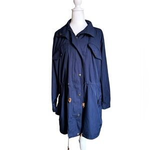 Lauren Ralph Lauren Womens Navy Full Zip Cinch Waist Anorak Jacket Womens Size M